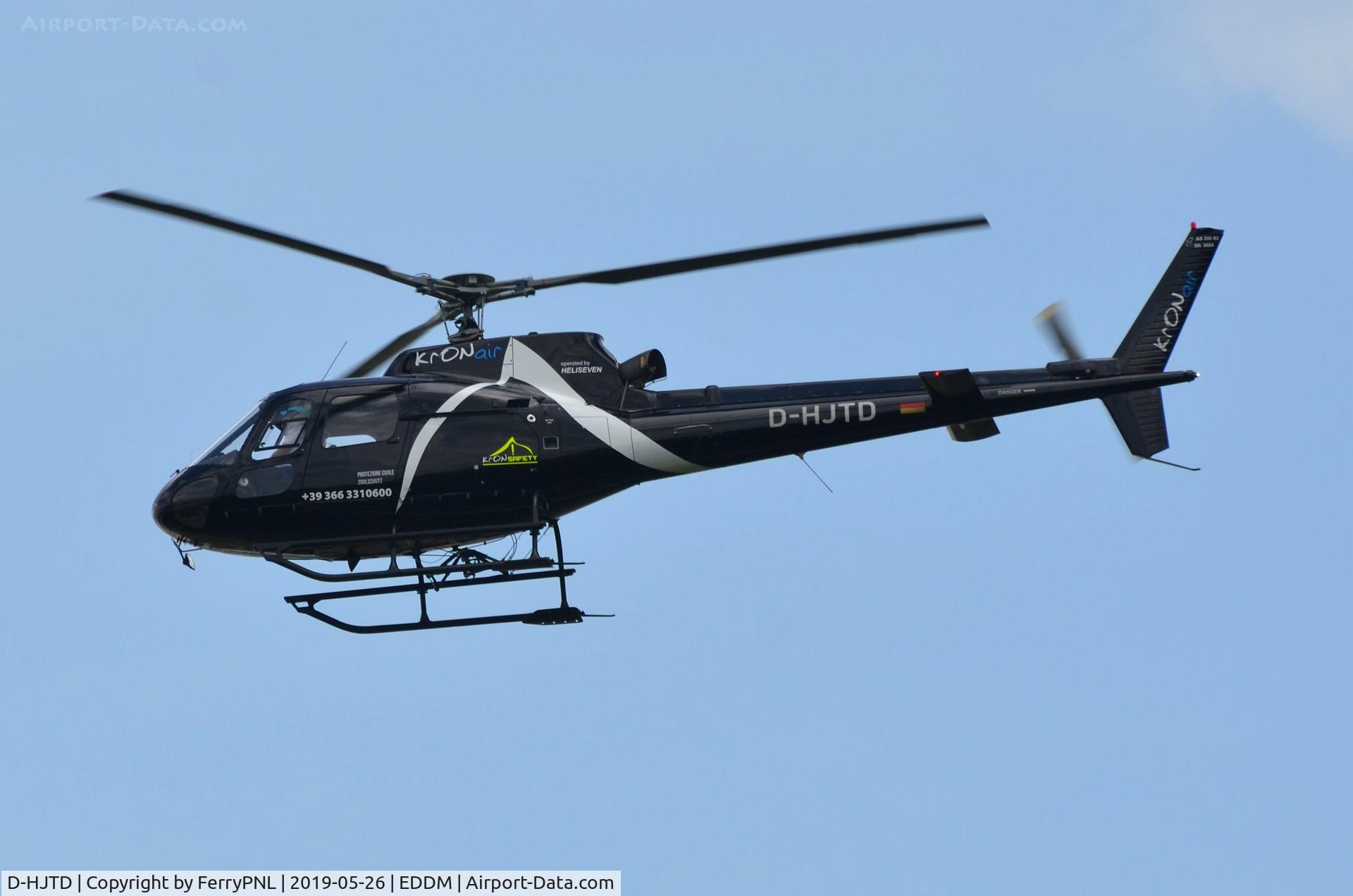 D-HJTD, Aerospatiale AS-350B-2 Ecureuil C/N 9084, Kron Air AS350 arriving at MUC