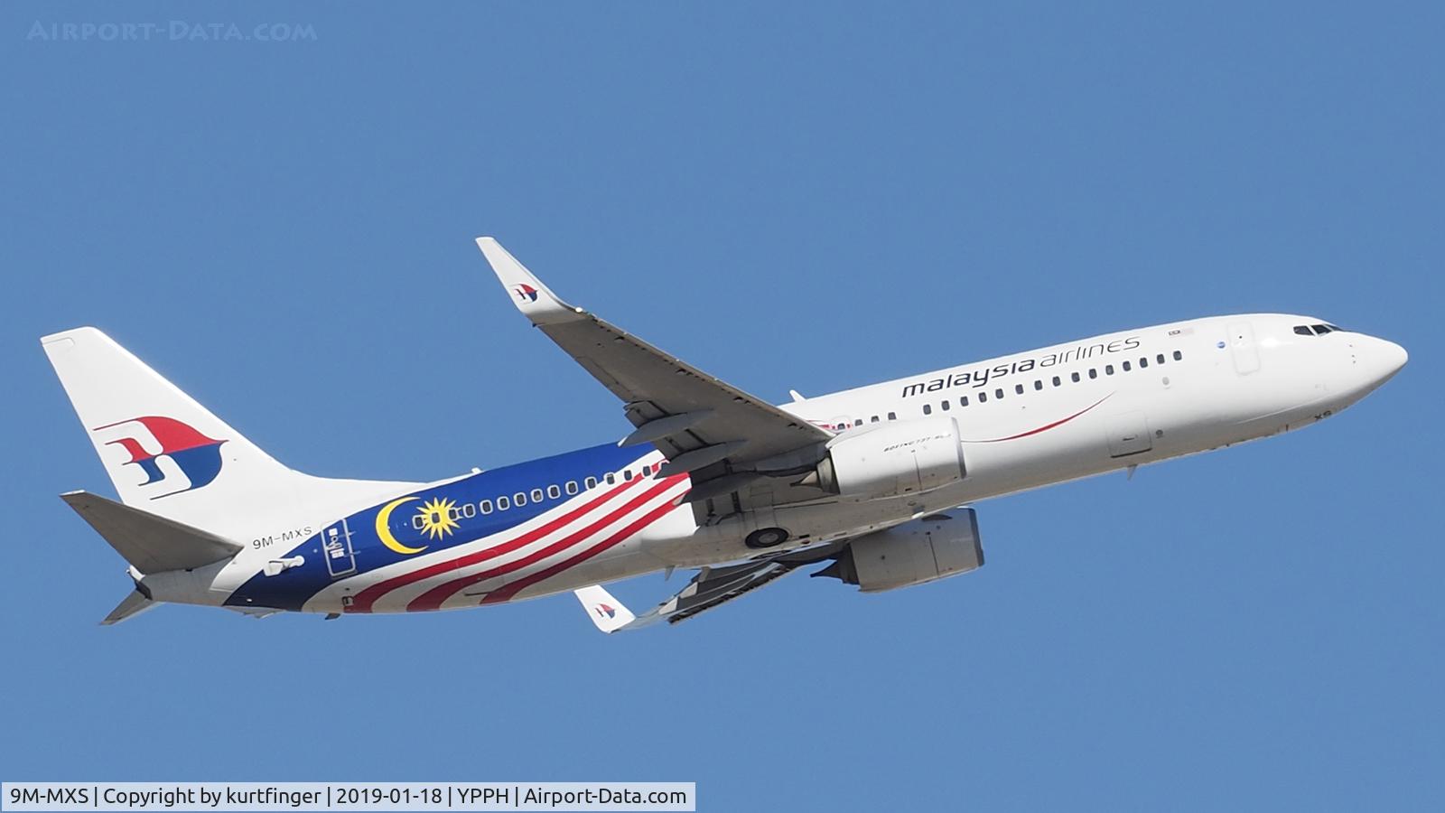 9M-MXS, 2014 Boeing 737-8H6 C/N 40156, Boeing 737-8H6. Malaysian Airlines 9M-MXS, departed runway 21 YPPH 18/01/19.