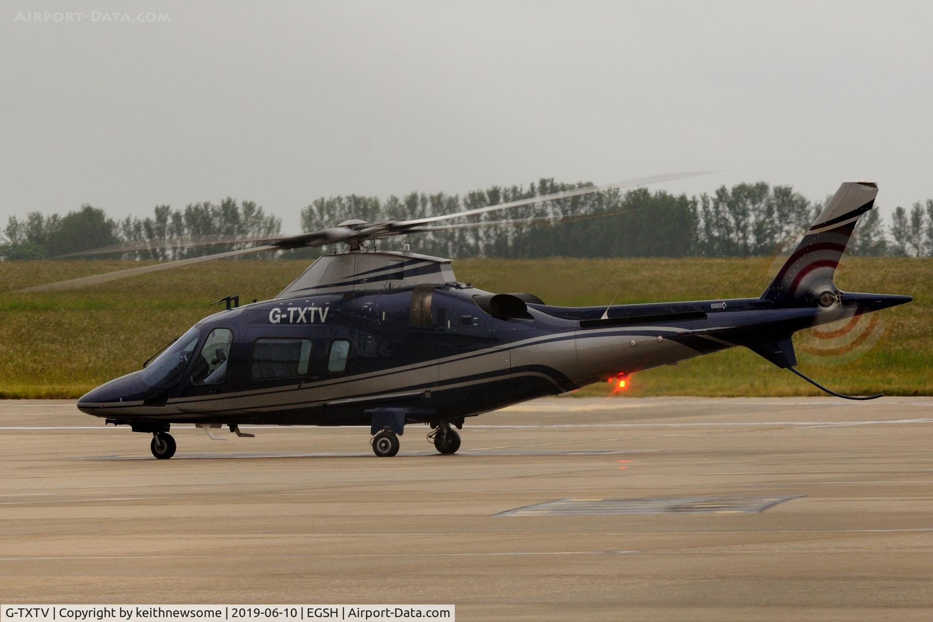 G-TXTV, 2009 Agusta A-109E C/N 11769, Arriving at dull Norwich.
