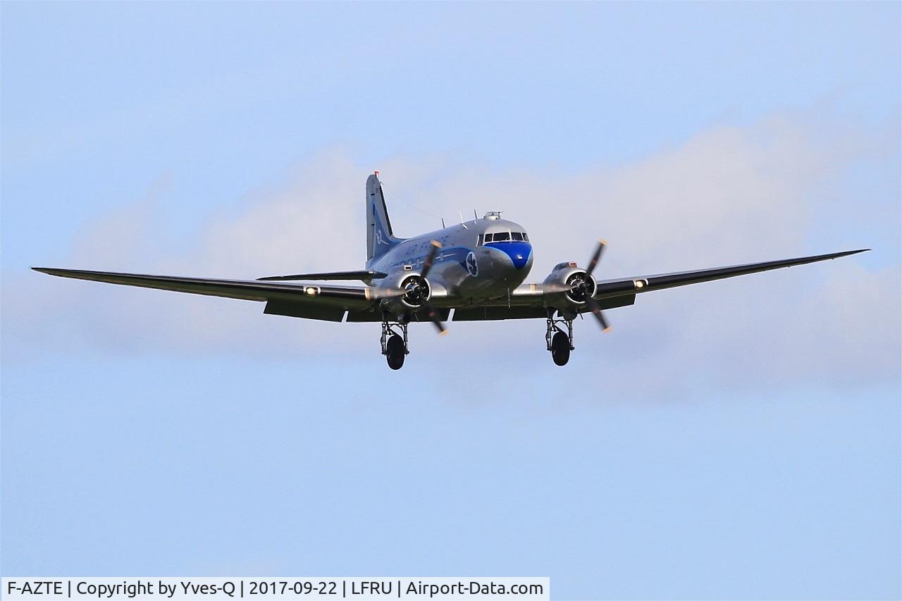 F-AZTE, 1943 Douglas C-47A-1-DL  Skytrain C/N 9172, Douglas C-47A Skytrain, Short approach rwy 23, Morlaix-Ploujean airport (LFRU-MXN) Air show 2017