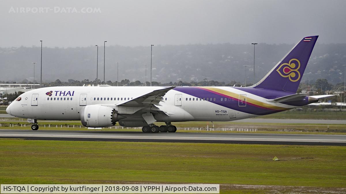 HS-TQA, 2014 Boeing 787-8 Dreamliner C/N 35315, Boeing 787. Thai International HS-TQA, runway 03 YPPH 08/09/18.