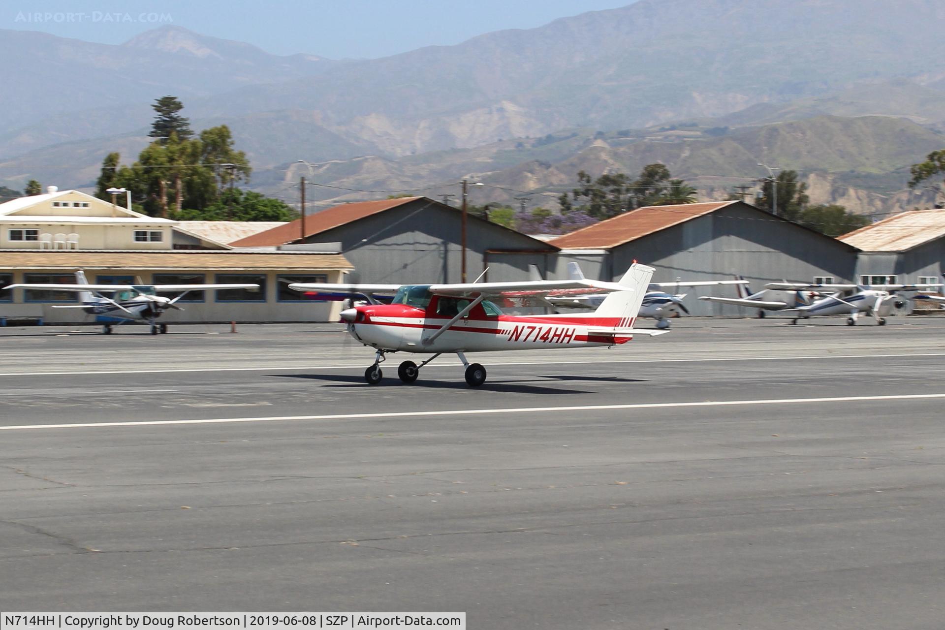 N714HH, 1977 Cessna 150M C/N 15079185, 1977 Cessna 150M, Continental O-200 100 Hp, landing roll Rwy 22