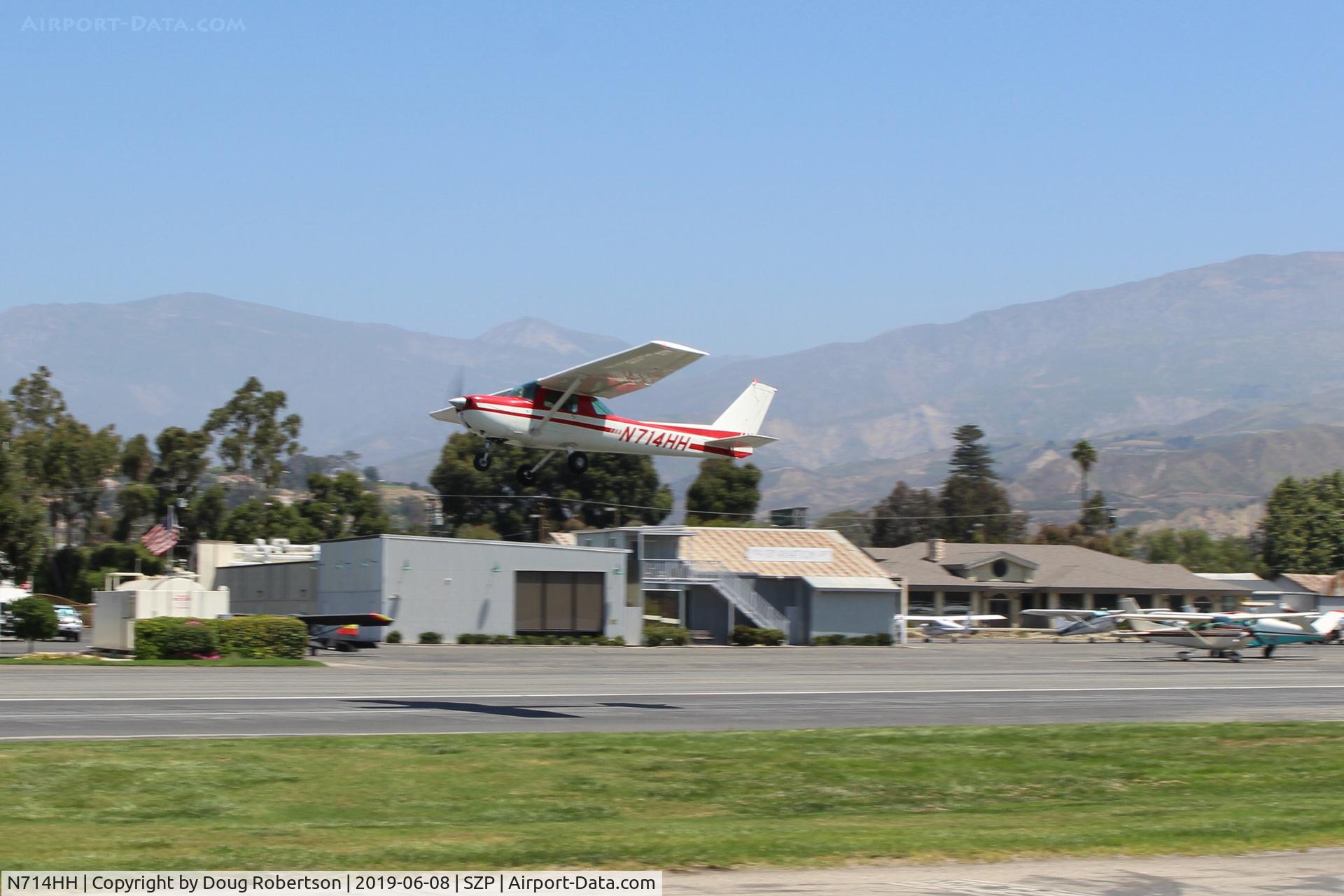 N714HH, 1977 Cessna 150M C/N 15079185, 1977 Cessna 150M, Continental O-200 100 Hp, takeoff climb Rwy 22