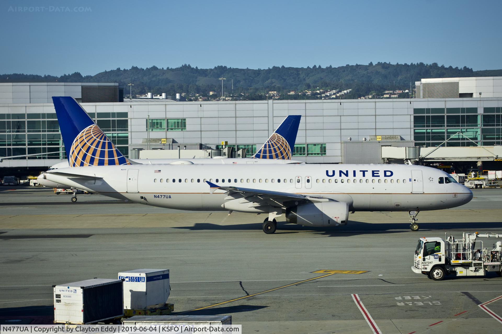 N477UA, 2001 Airbus A320-232 C/N 1514, SFO 2019.