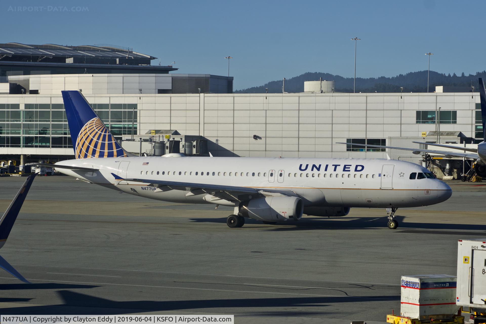 N477UA, 2001 Airbus A320-232 C/N 1514, SFO 2019.