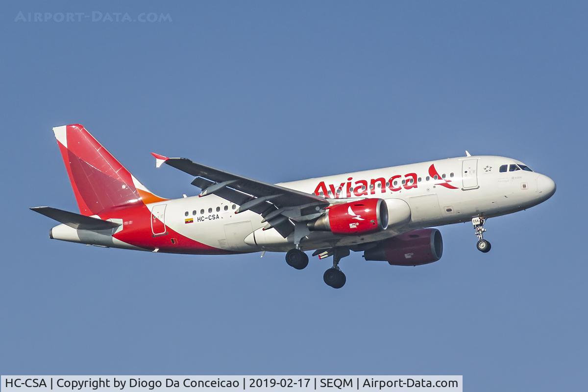 HC-CSA, 2008 Airbus A319-115 C/N 3518, On short final to runway 36 at New Quito's Airport UIO/SEQM