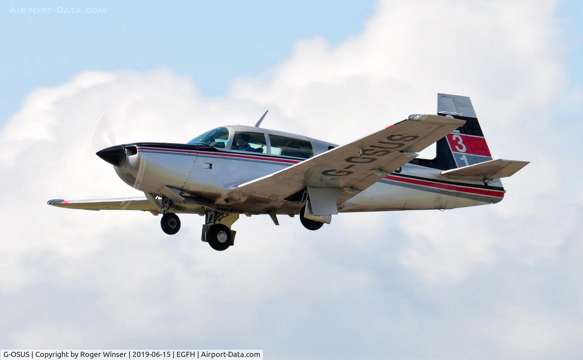 G-OSUS, 1980 Mooney M20K C/N 25-0429, Visiting Mooney M20K departing.