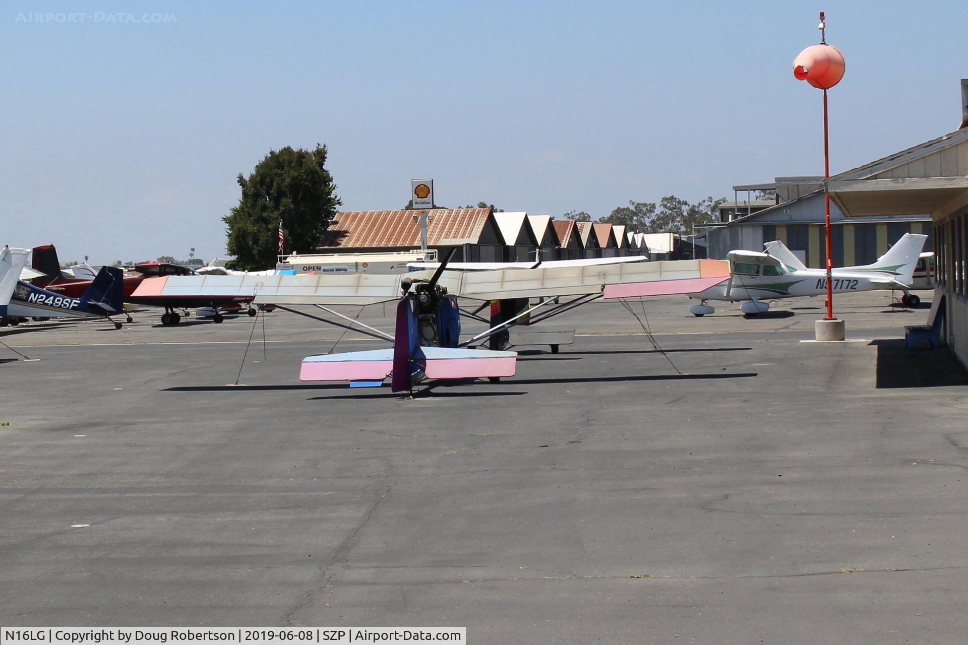 N16LG, 1997 Griffith Layton D LDG HAWK C/N 10LDG, 1997 Griffith LDG HAWK, Rotax 503 2 cylinder 2 stroke 52 Hp, pusher prop, parked near SZP's newest mid-field wind sock after landing Rwy 22.