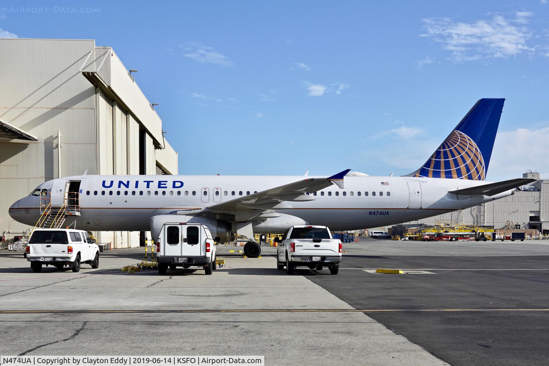N474UA, 2001 Airbus A320-232 C/N 1475, SFO 2019.