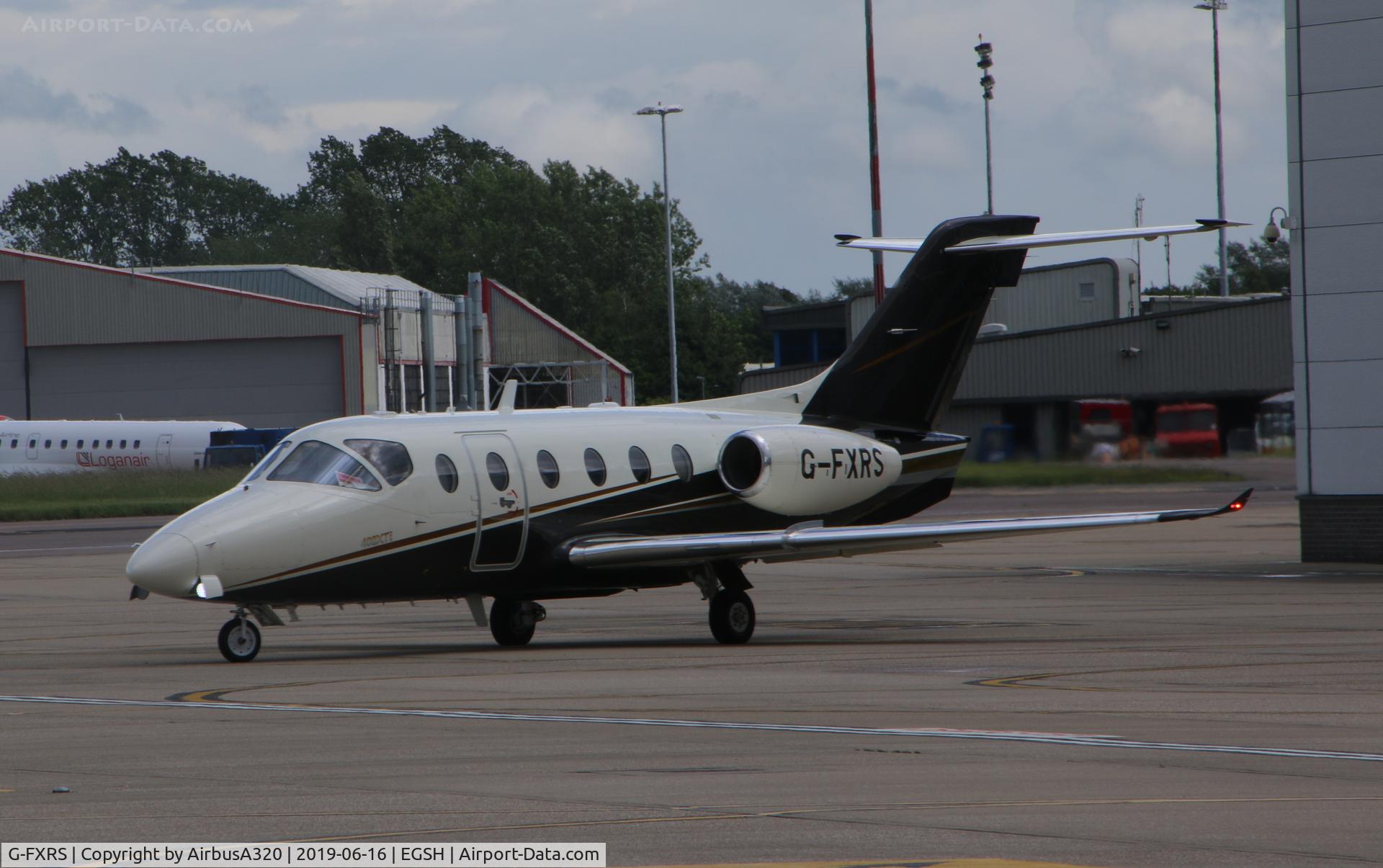 G-FXRS, 2001 Raytheon 400A Nextant 400XT C/N RK-317, Departing from the Saxon ramp at Norwich