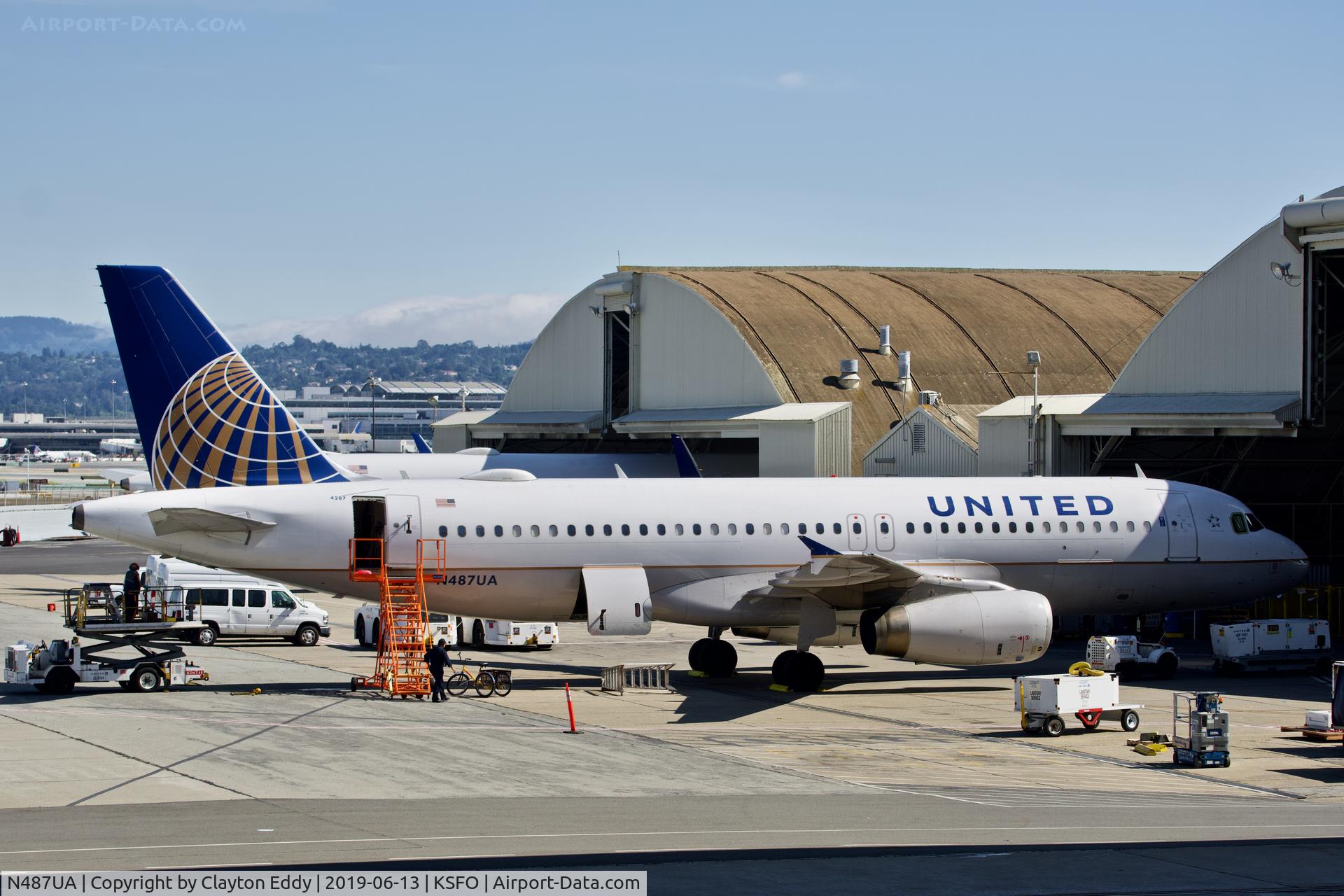 N487UA, 2002 Airbus A320-232 C/N 1669, SFO 2019.