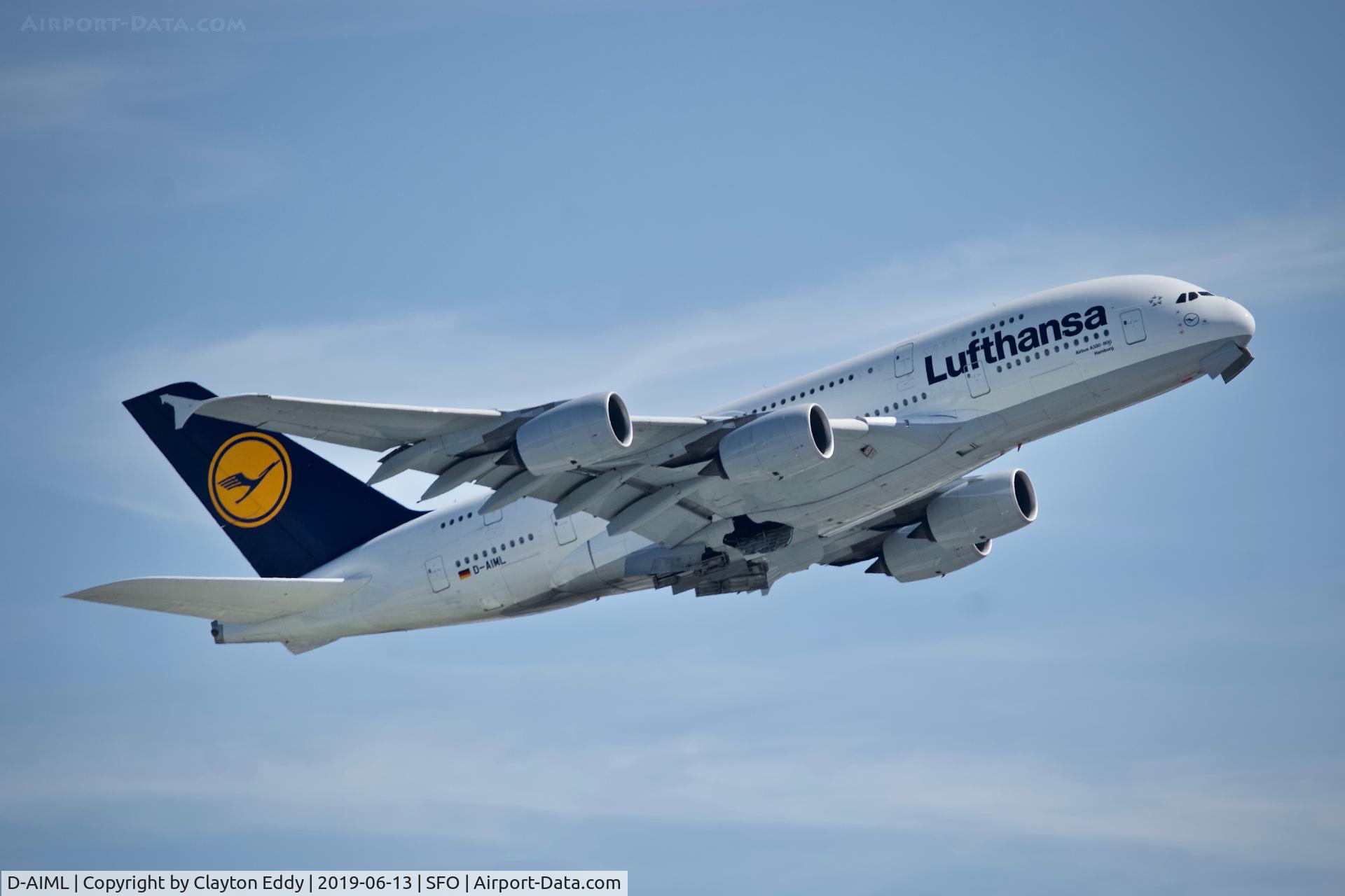 D-AIML, 2013 Airbus A380-841 C/N 149, SFO 2019.