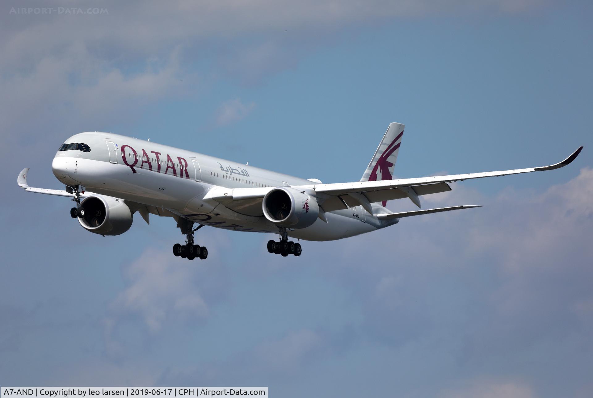 A7-AND, 2018 Airbus A350-1041 C/N 125, Copenhagen 17.6.2019 L/D R-22L