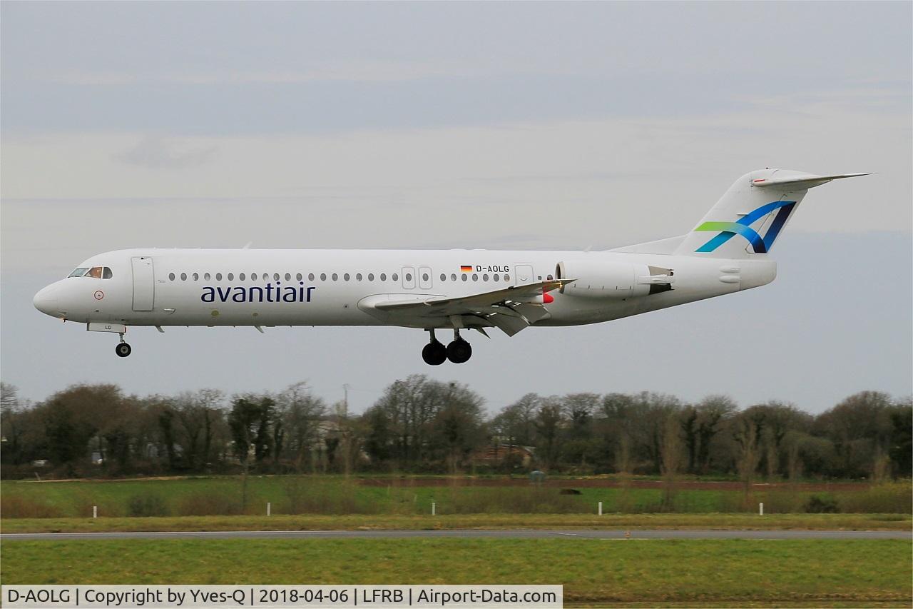 D-AOLG, 1993 Fokker 100 (F-28-0100) C/N 11452, Fokker 100, On final rwy 25L, Brest-Bretagne airport (LFRB-BES)