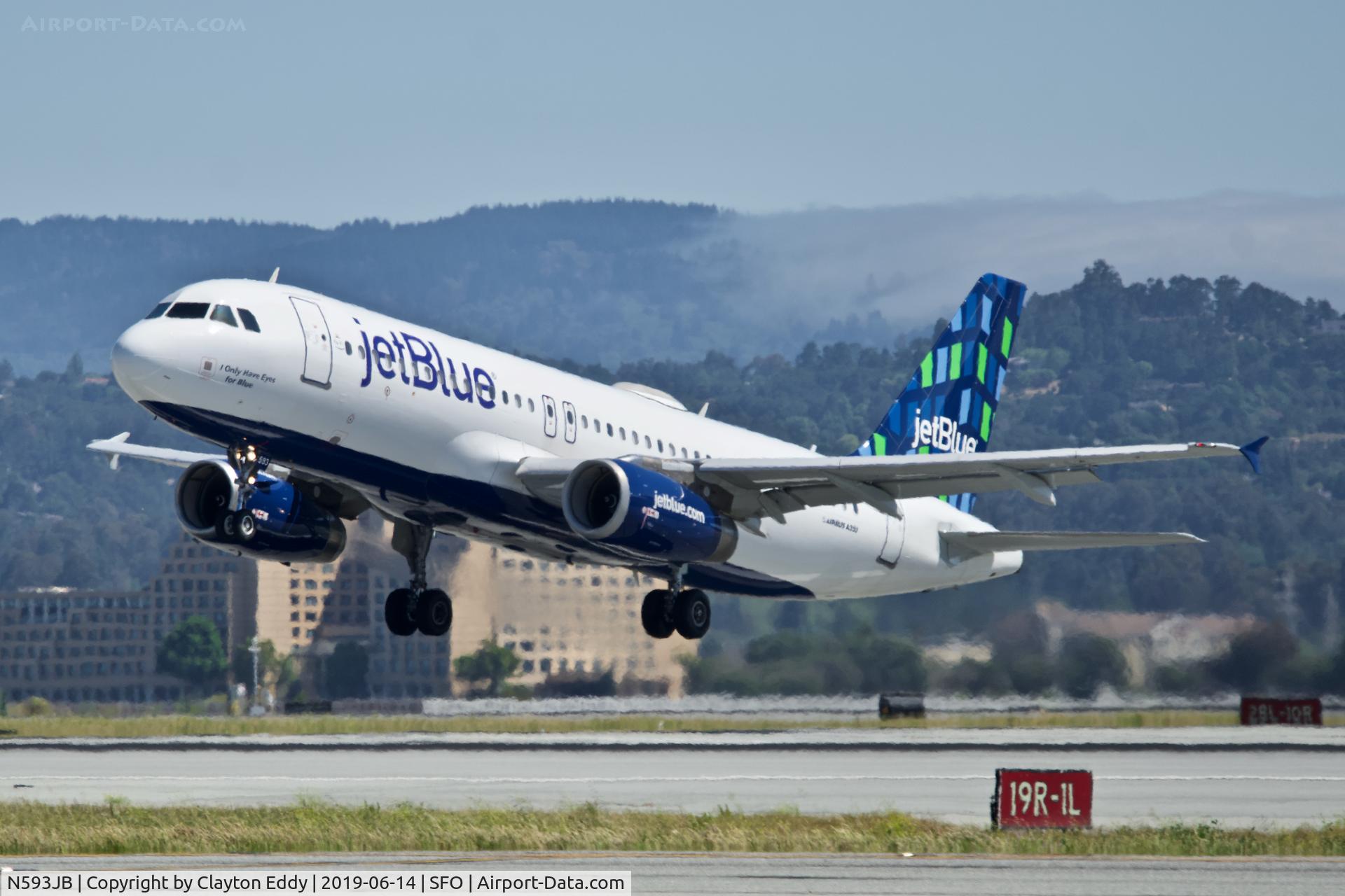 N593JB, 2004 Airbus A320-232 C/N 2280, SFO 2019.