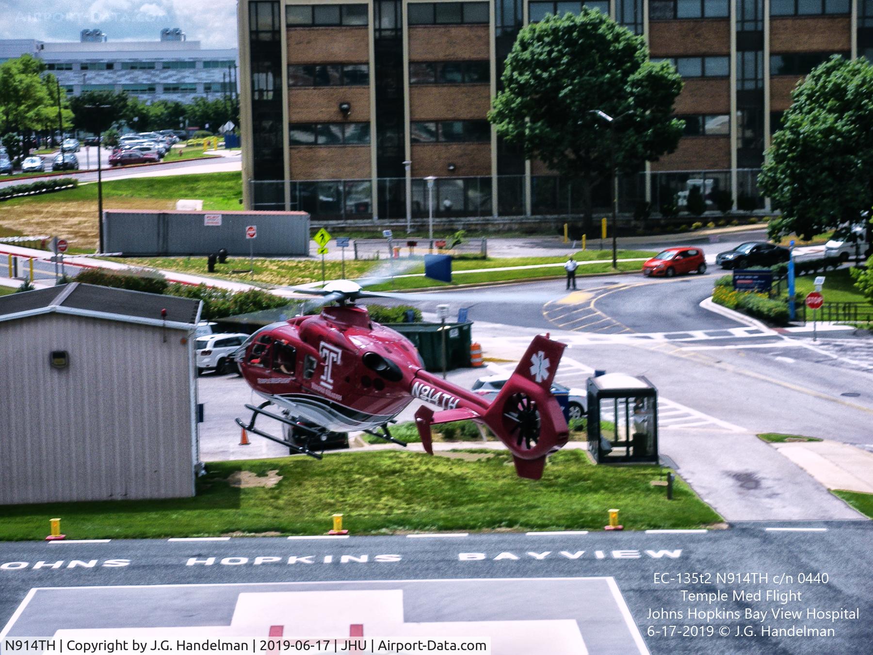 N914TH, 2005 Eurocopter EC-135T-2 C/N 0440, take off from Johns Hopkins Bayview MD