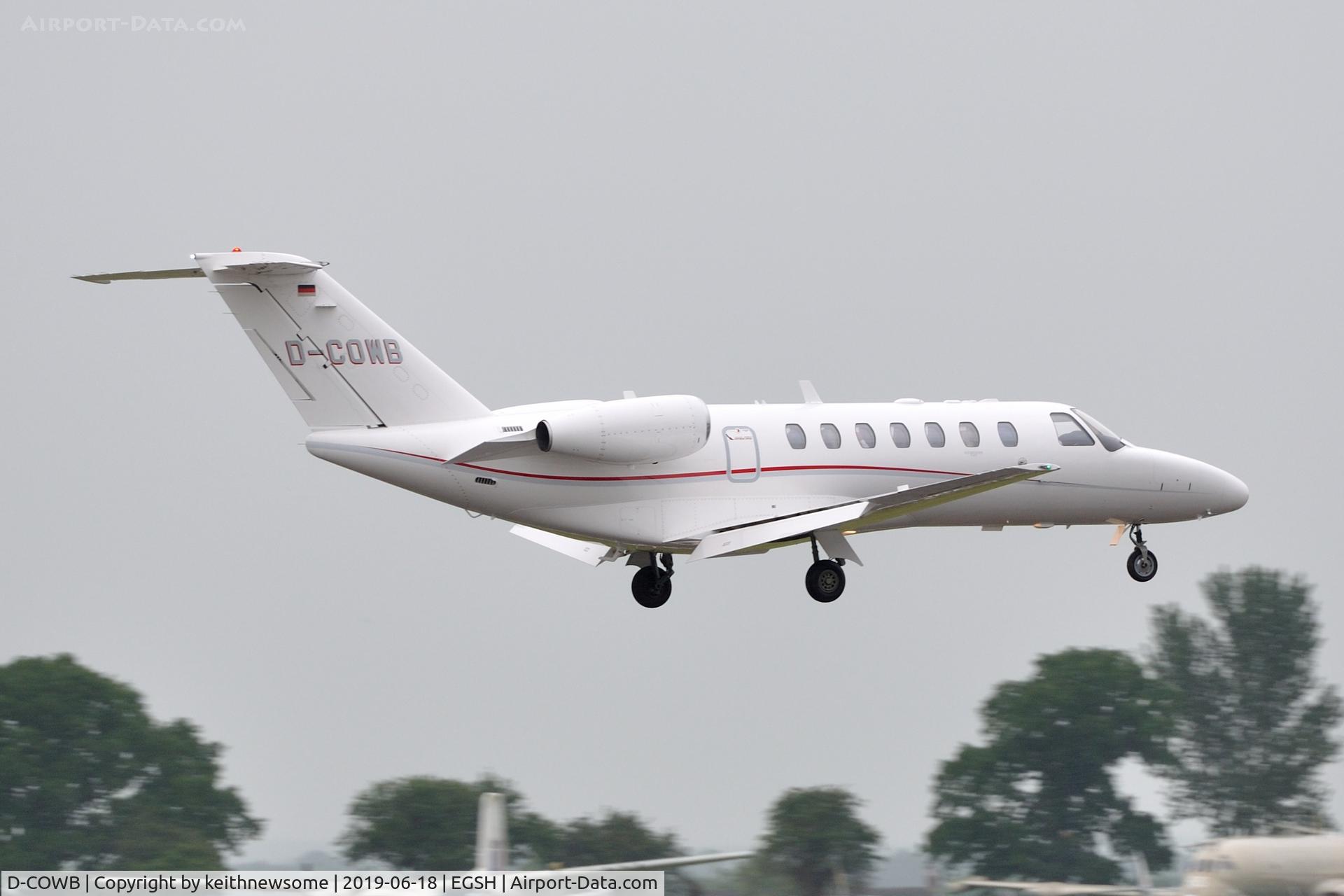 D-COWB, 2008 Cessna 525B CitationJet CJ3 C/N 525B-0220, Arriving from Gatwick.