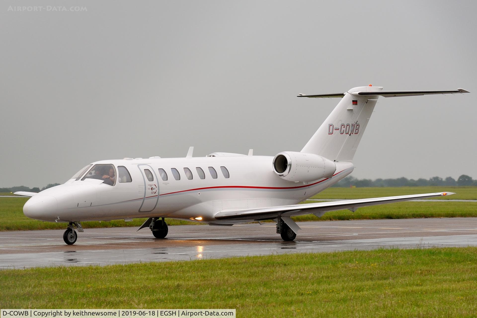D-COWB, 2008 Cessna 525B CitationJet CJ3 C/N 525B-0220, Arriving from Gatwick.