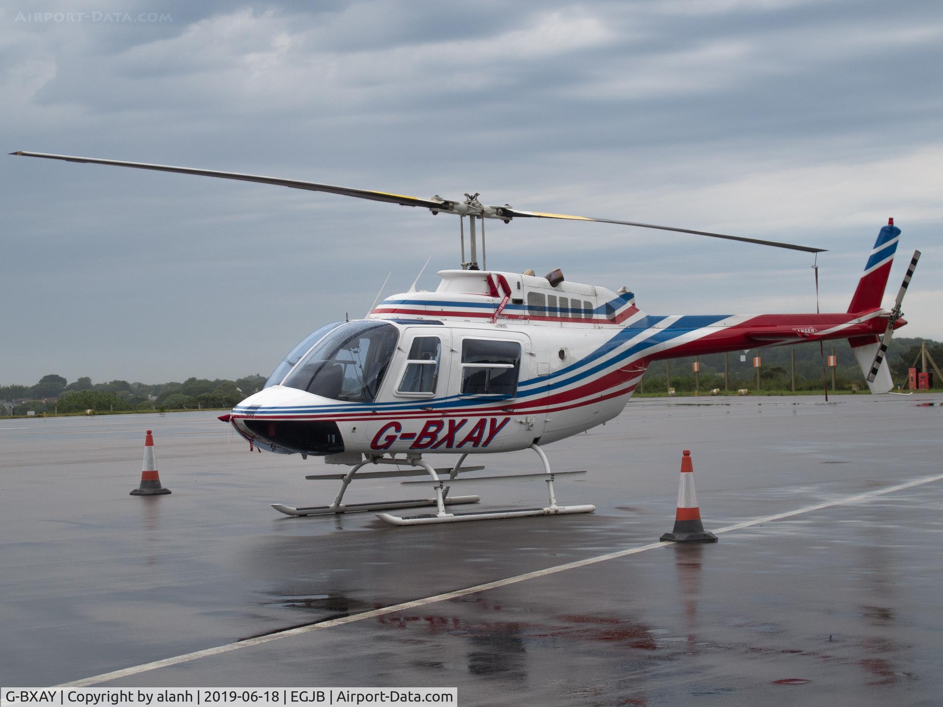G-BXAY, 1986 Bell 206B JetRanger III C/N 3946, On the east parking, Guernsey