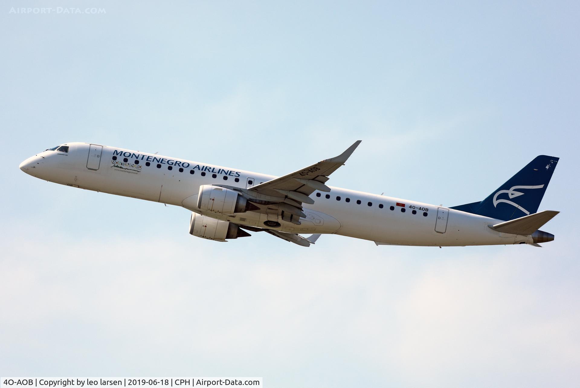 4O-AOB, 2009 Embraer 195LR (ERJ-190-200LR) C/N 19000283, Copenhagen T/O R-22R 18.6.2019
