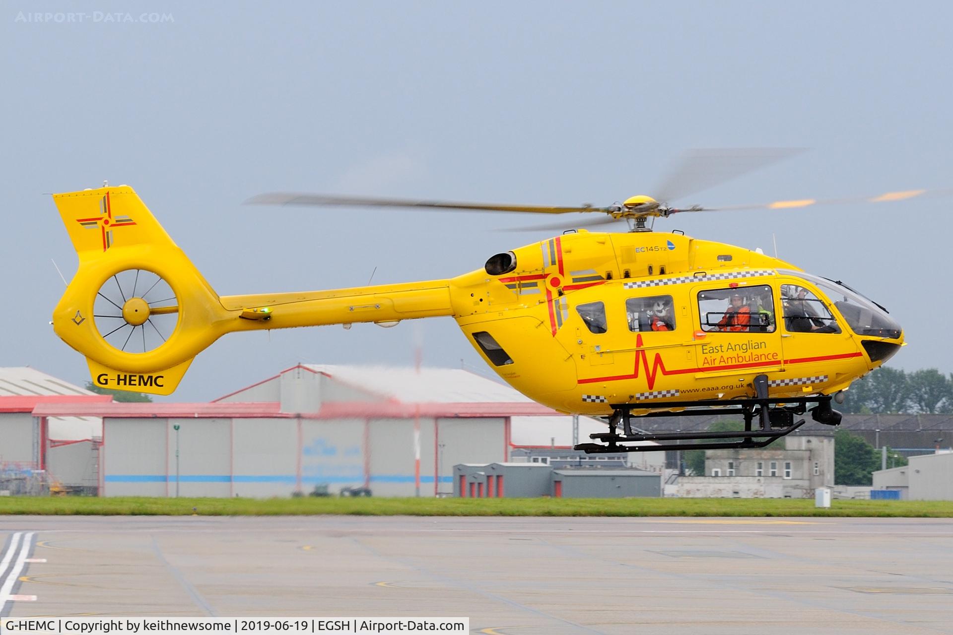 G-HEMC, 2014 Airbus Helicopters EC-145T-2 (BK-117D-2) C/N 20012, Fuel stop before returning to Cambridge.