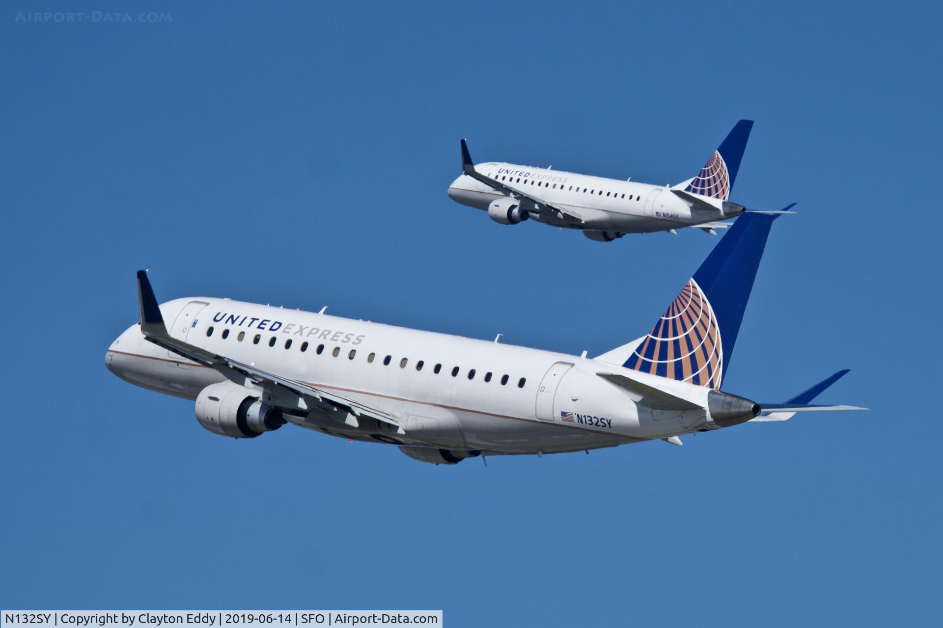 N132SY, 2015 Embraer 170LR (ERJ-170-100LR) C/N 17000451, SFO 2019.
