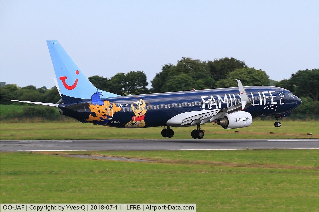 OO-JAF, 2007 Boeing 737-8K5 C/N 35133, Boeing 737-8K5, Landing rwy 25L, Brest-Bretagne airport (LFRB-BES)