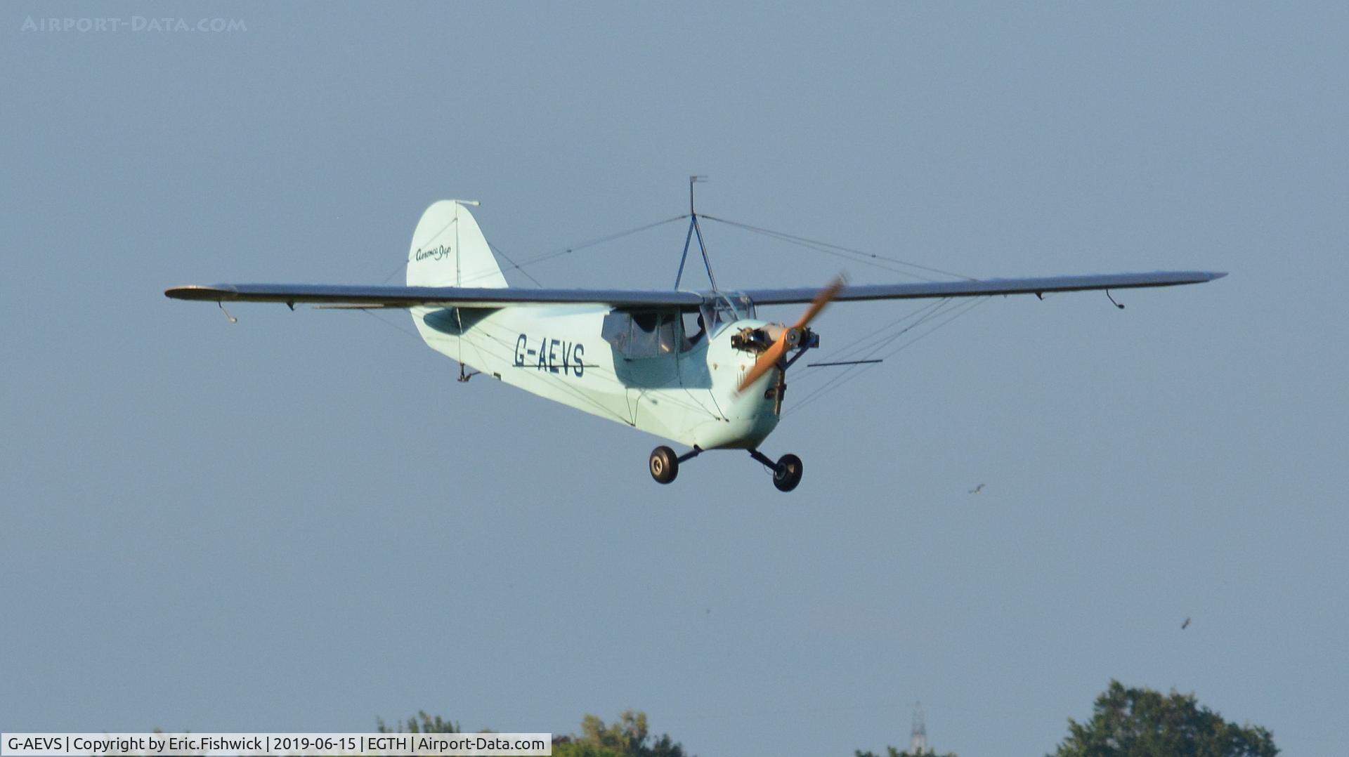 G-AEVS, 1937 Aeronca 100 C/N AB114, 43. G-AEVS at The Evening Airshow at The Shuttleworth Collection, June, 2019.