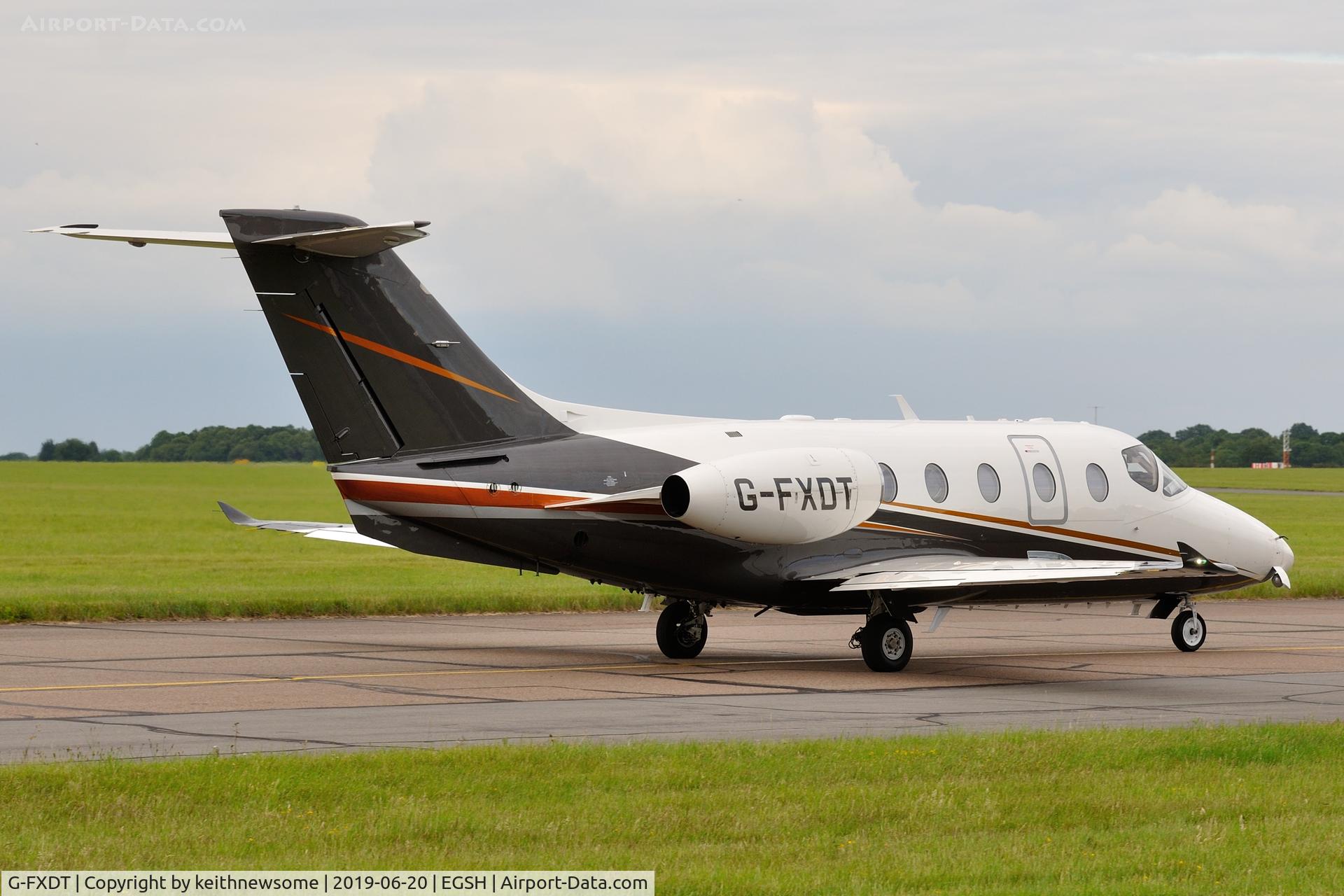 G-FXDT, 2004 Raytheon Beechjet 400A/Nextant N400XT C/N RK-397, Leaving Norwich for Luxembourg.