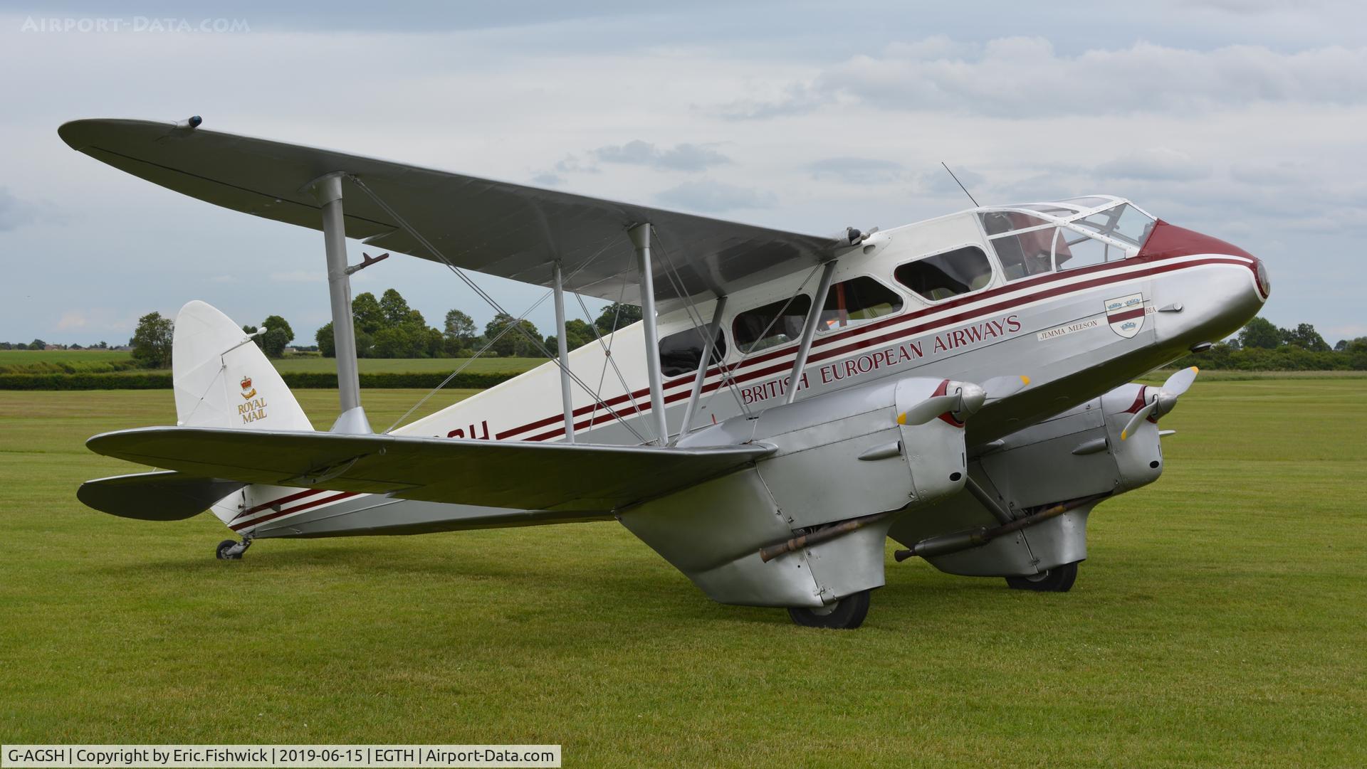 G-AGSH, 1945 De Havilland DH-89A Dominie/Dragon Rapide C/N 6884, 3. AGSH at The Evening Airshow at The Shuttleworth Collection, June, 2019.