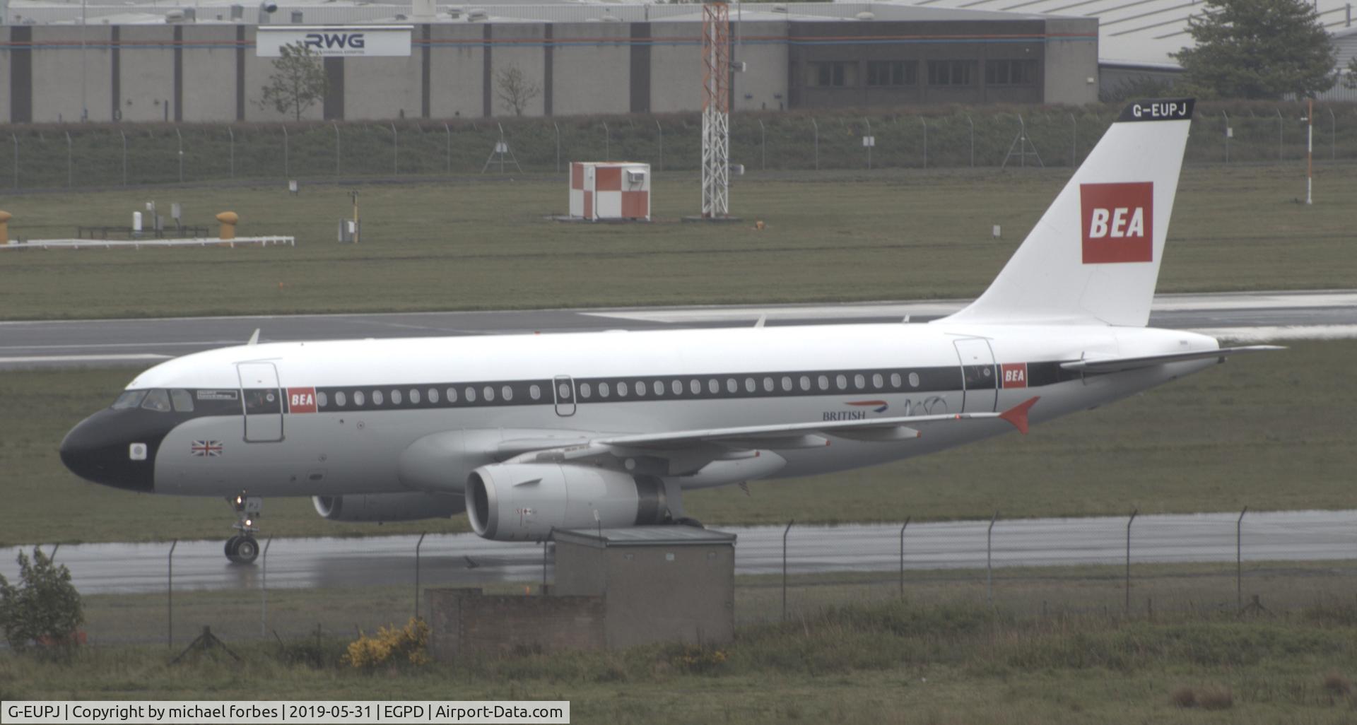 G-EUPJ, 2000 Airbus A319-131 C/N 1232, taking from hotel room on landing on the SHT15F from LHR