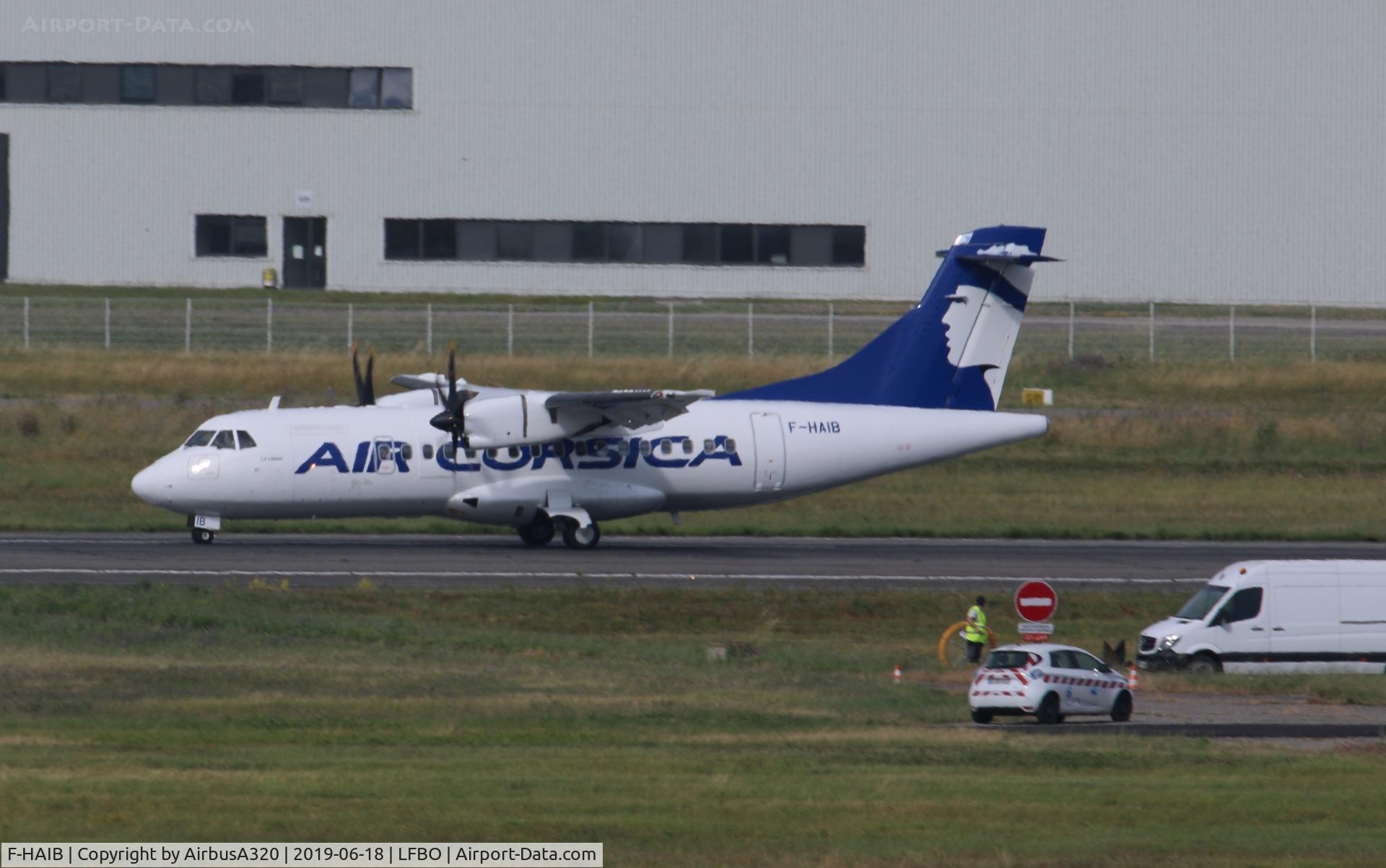 F-HAIB, 2005 ATR 42-500 C/N 637, Arriving at Toulouse operating the airbus shuttle flights