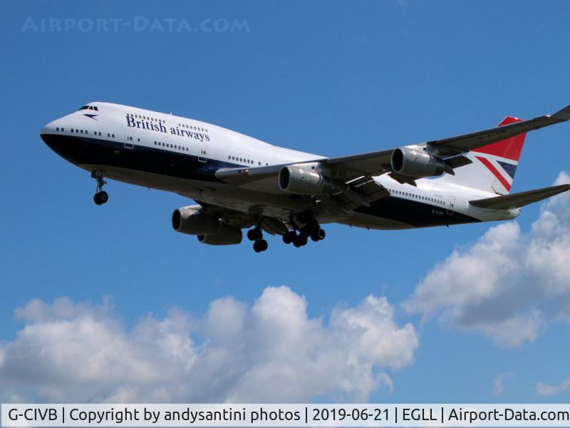 G-CIVB, 1994 Boeing 747-436 C/N 25811, photo taken from Myrtle Ave near EGLL