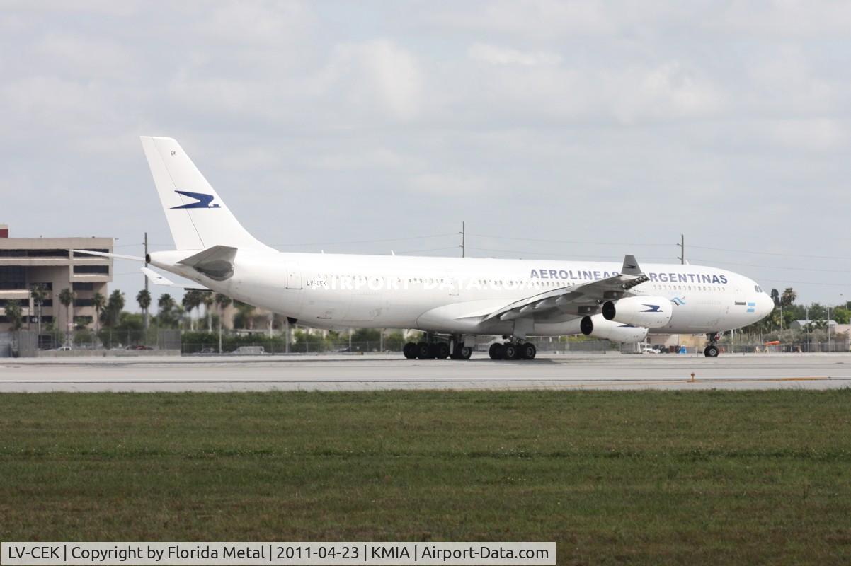 LV-CEK, 1995 Airbus A340-312 C/N 094, MIA spotting