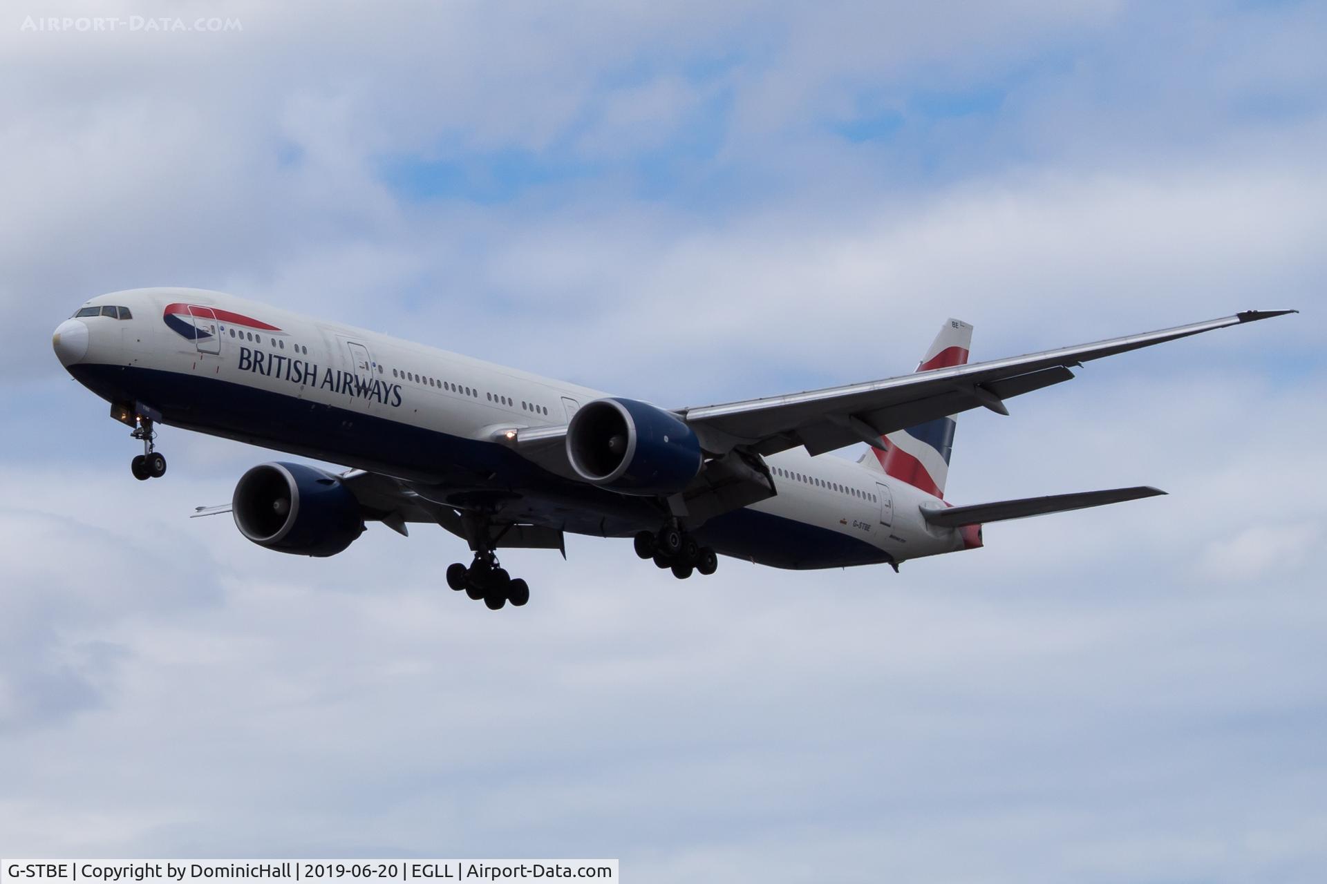 G-STBE, 2011 Boeing 777-36N/ER C/N 38696, Landing RWY 27R