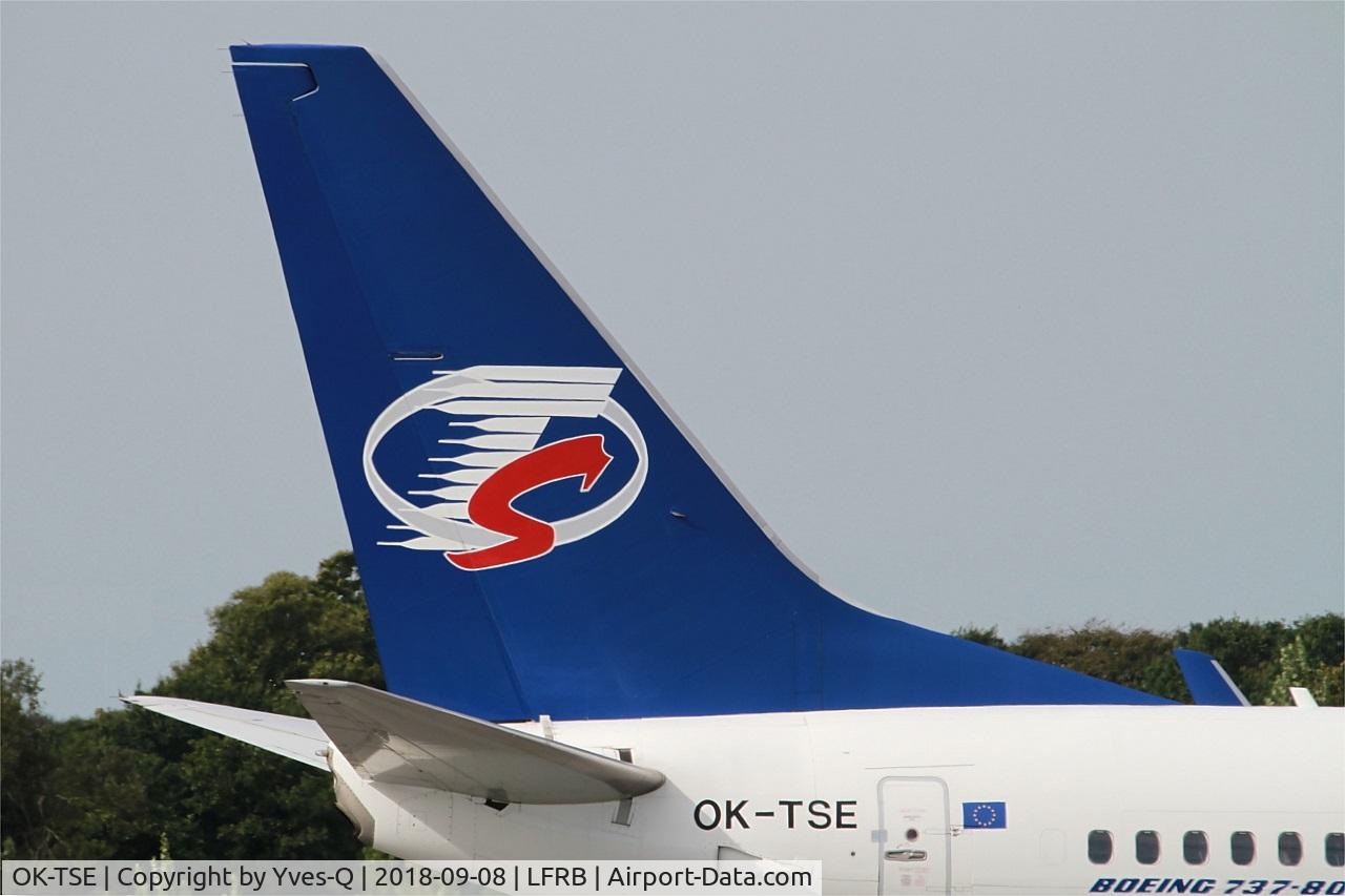 OK-TSE, 2014 Boeing 737-81D C/N 39437, Boeing 737-81D, Tail close up view, Brest-Bretagne airport (LFRB-BES)