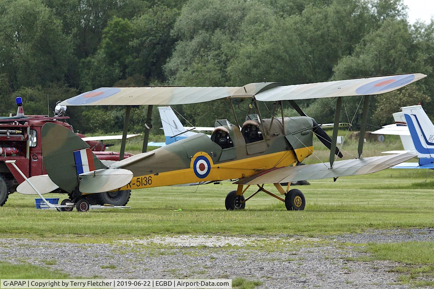 G-APAP, 1940 De Havilland DH-82A Tiger Moth II C/N 83018, at Derby Airfield , Eggington