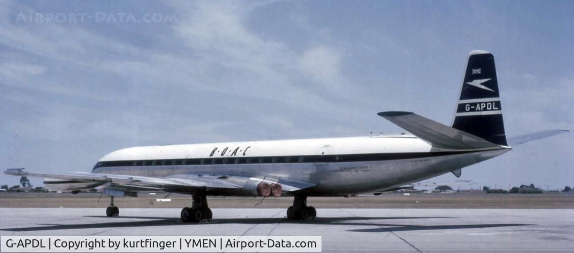 G-APDL, 1959 De Havilland DH.106 Comet 4 C/N 6413, DH. 106 Comet 4. BOAC G-APDL. Essendon Airport circa 1961-1962.