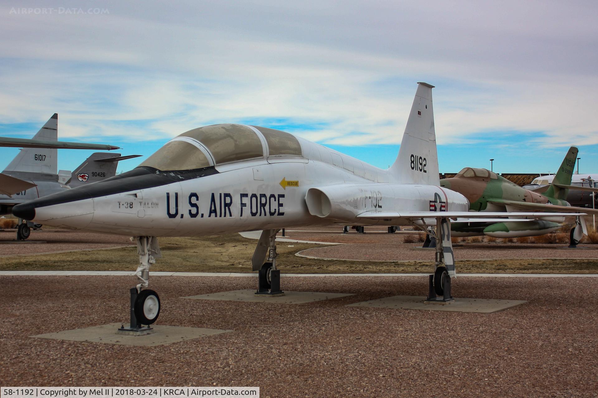 58-1192, 1958 Northrop YT-38A Talon C/N N.5002, On display at the South Dakota Air and Space Museum at Ellsworth Air Force Base.