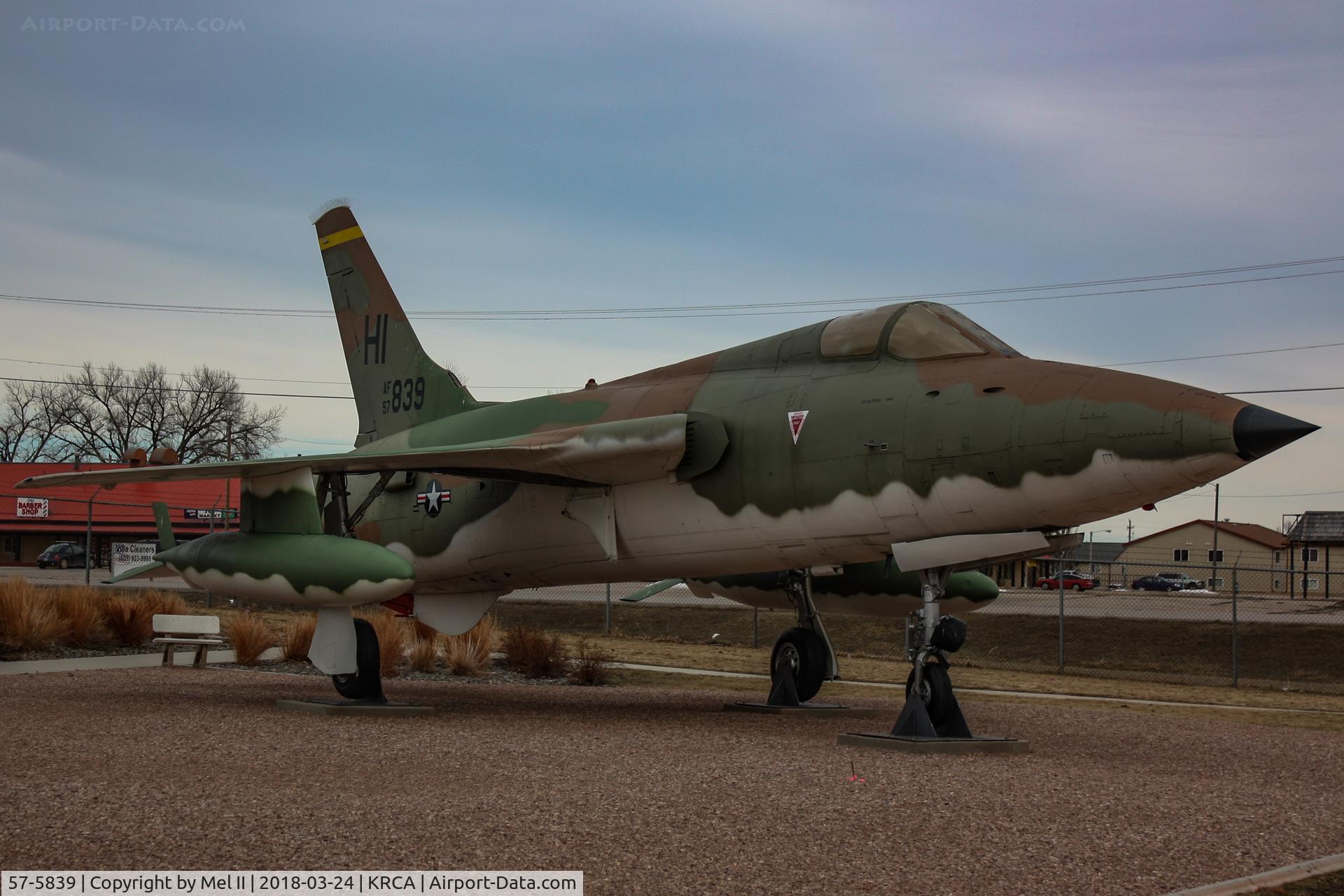 57-5839, 1957 Republic F-105B Thunderchief C/N B.76, On display at the South Dakota Air and Space Museum at Ellsworth Air Force Base.