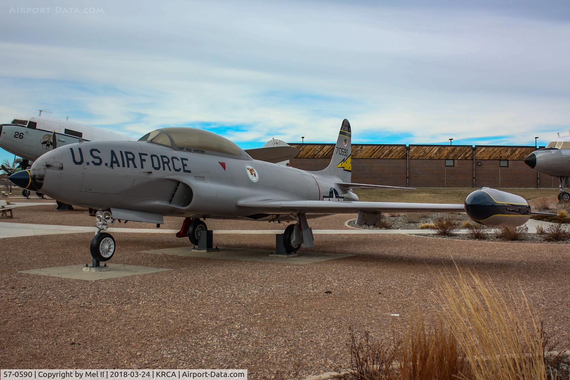 57-0590, 1957 Lockheed T-33A Shooting Star C/N 580-1319, On display at the South Dakota Air and Space Museum at Ellsworth Air Force Base.