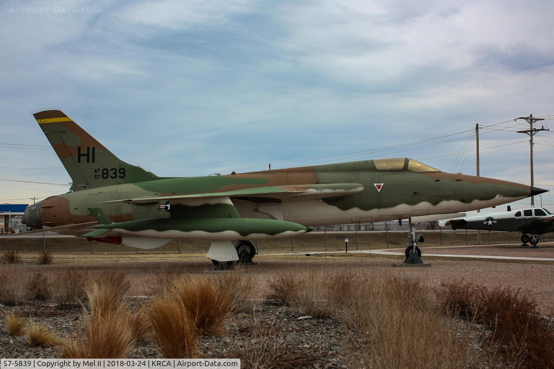 57-5839, 1957 Republic F-105B Thunderchief C/N B.76, On display at the South Dakota Air and Space Museum at Ellsworth Air Force Base.