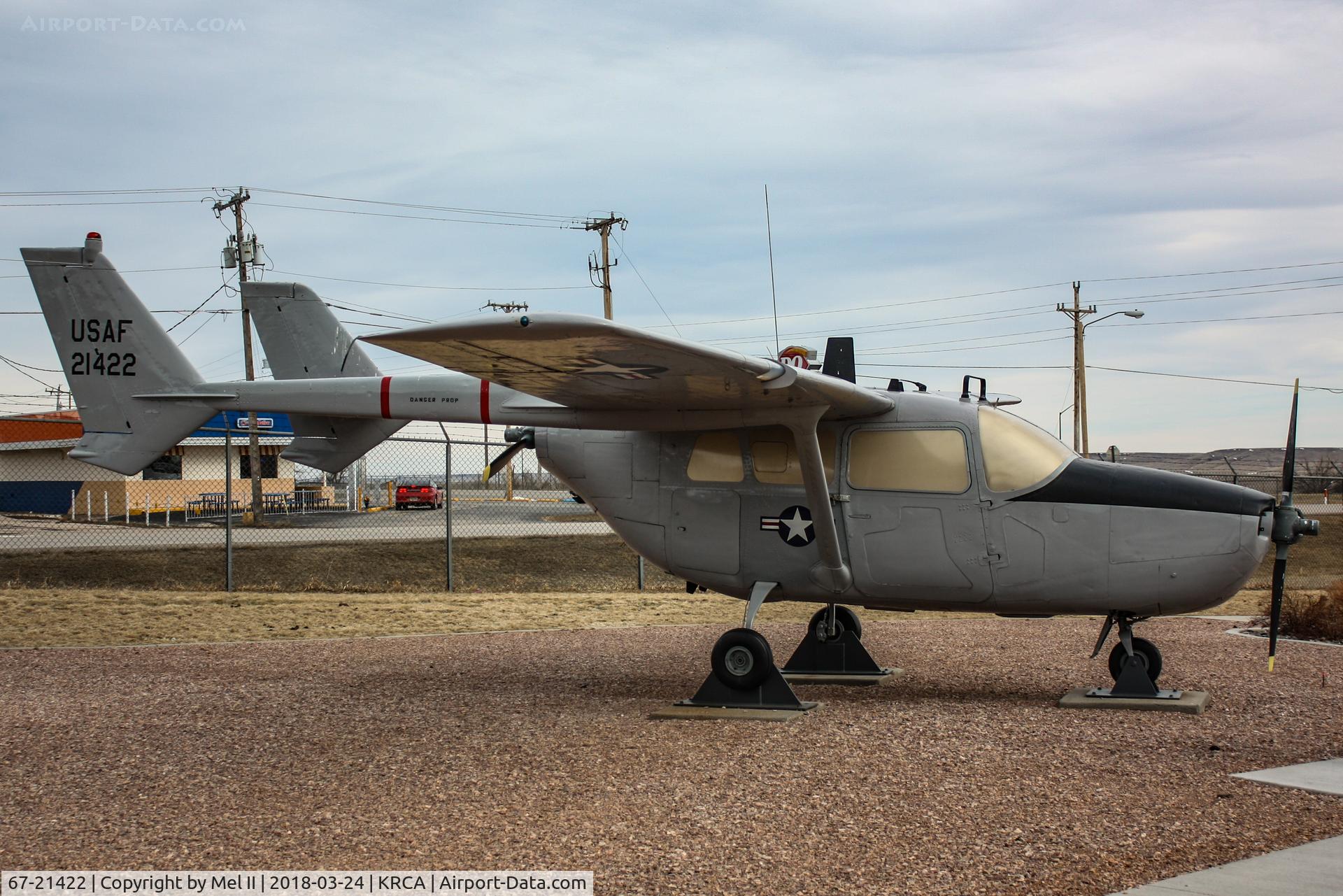 67-21422, 1967 Cessna O-2A Super Skymaster Super Skymaster C/N 337M-0128, On display at the South Dakota Air and Space Museum at Ellsworth Air Force Base.