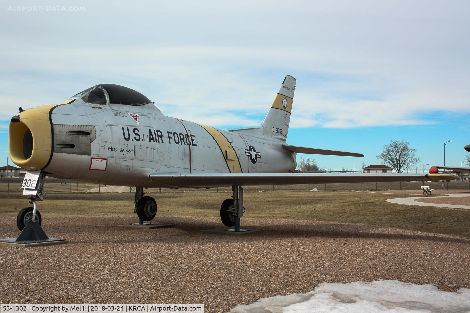 53-1302, 1953 North American F-86H-10-NH Sabre C/N 203-74, On display at the South Dakota Air and Space Museum at Ellsworth Air Force Base.