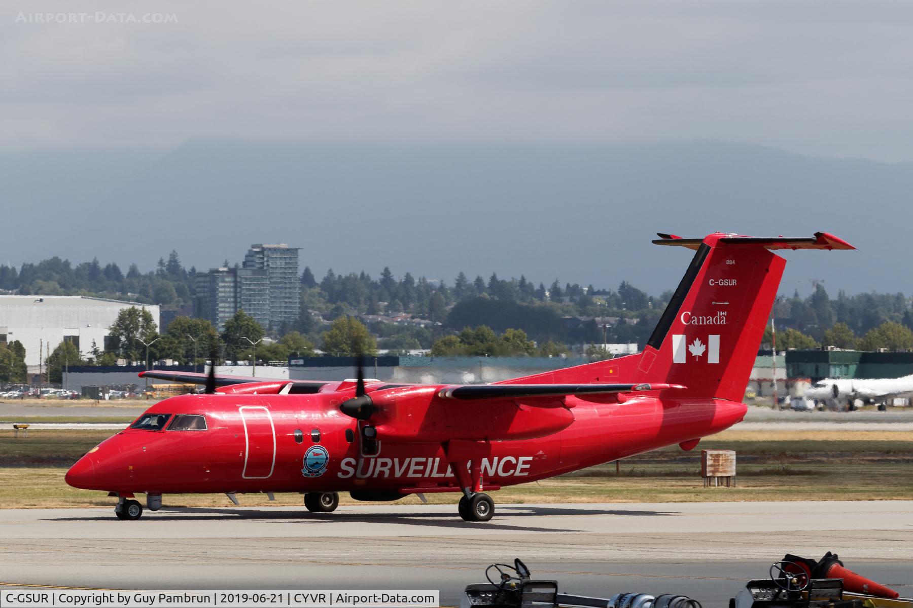 C-GSUR, 1986 De Havilland Canada CC-142 Dash 8 (DHC-8-102) C/N 46, Departing