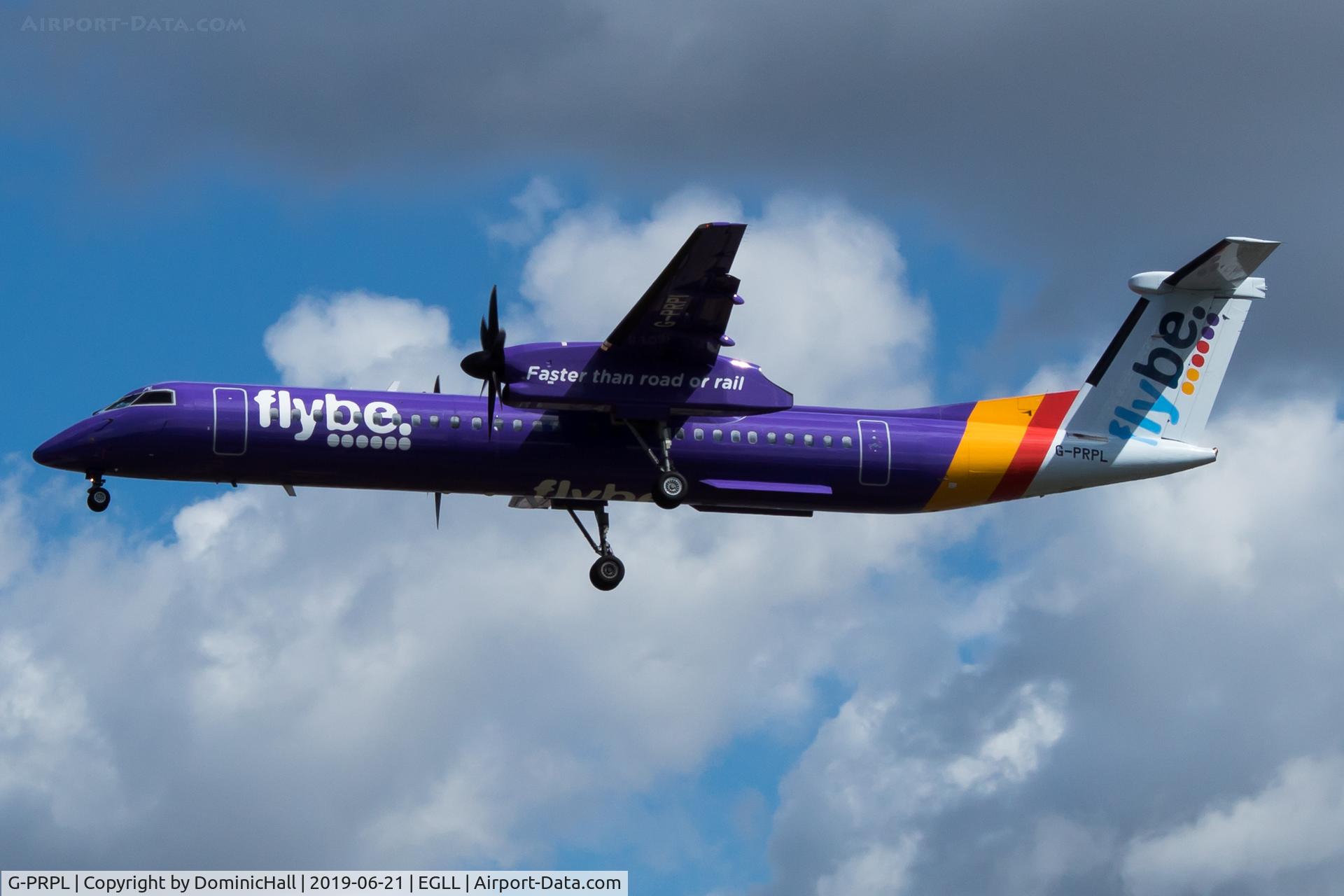 G-PRPL, 2011 Bombardier DHC-8-402 Dash 8 C/N 4380, Landing RWY 27L