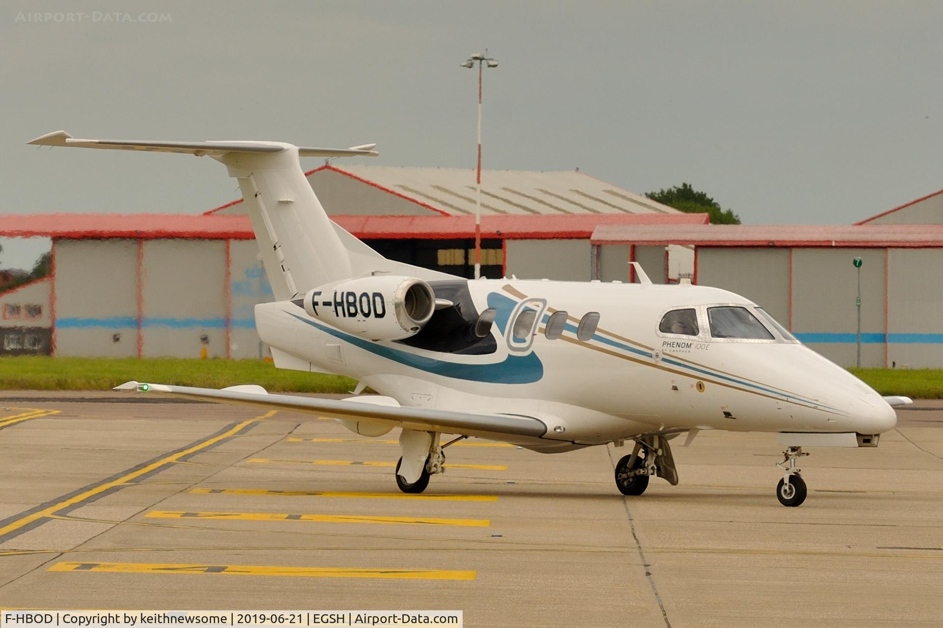 F-HBOD, 2017 Embraer EMB-500 Phenom 100 C/N 50000366, Arriving at Norwich from Bordeaux.