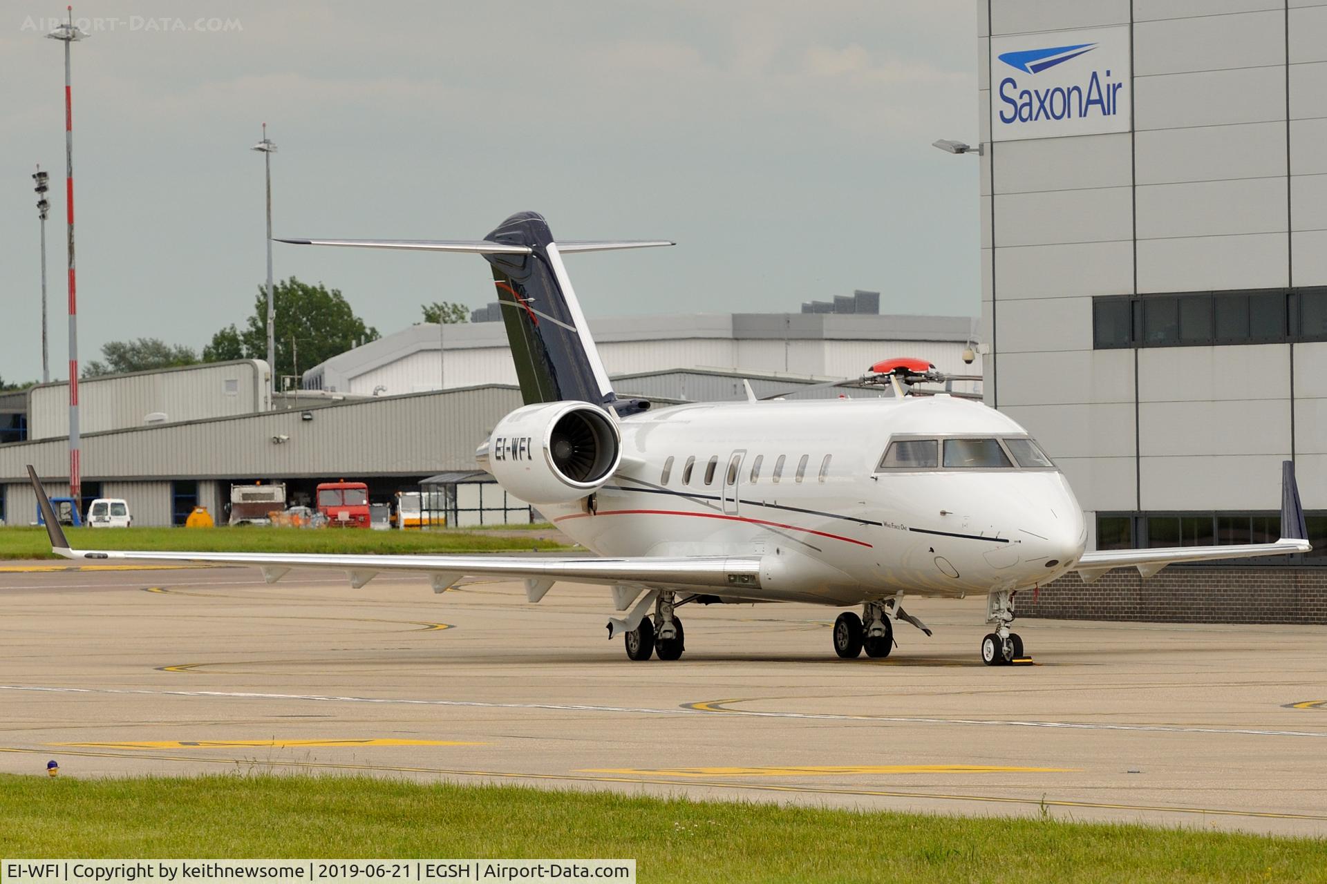 EI-WFI, 2009 Canadair Challenger 605 (CL-600-2B16) C/N 5812, Arrived at Norwich from Farnborough.