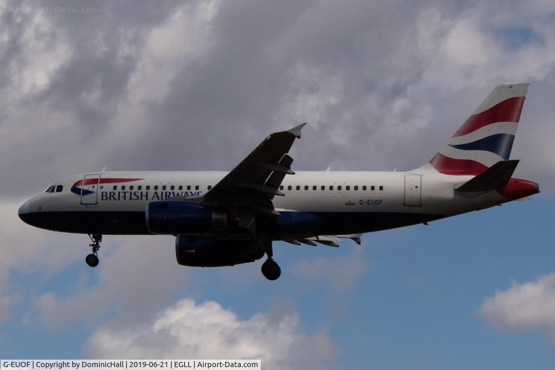 G-EUOF, 2001 Airbus A319-131 C/N 1590, Landing RWY 27L