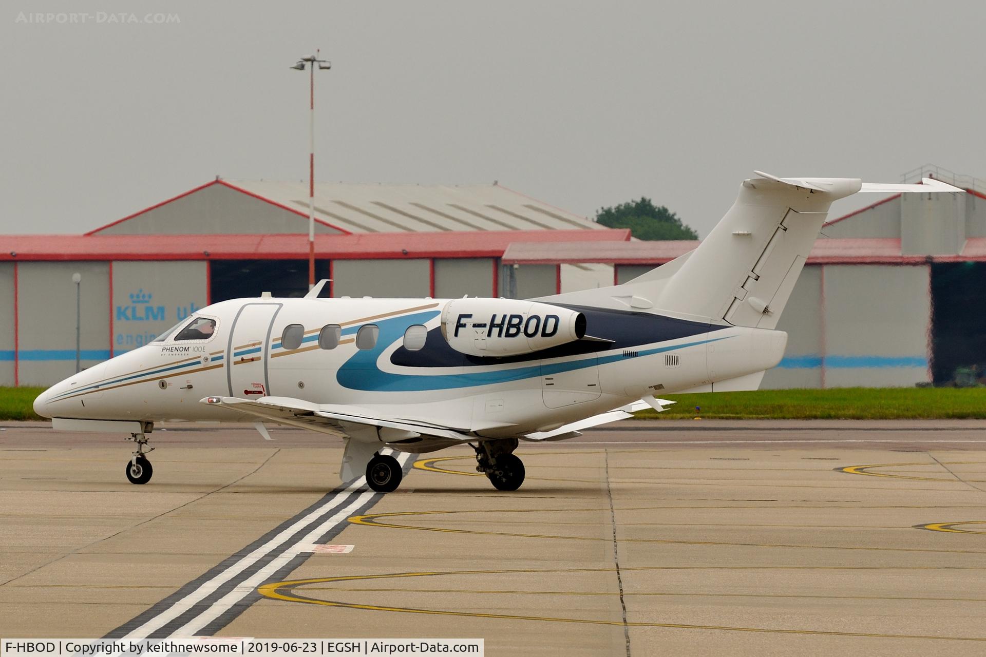 F-HBOD, 2017 Embraer EMB-500 Phenom 100 C/N 50000366, Leaving Norwich for Bordeaux.